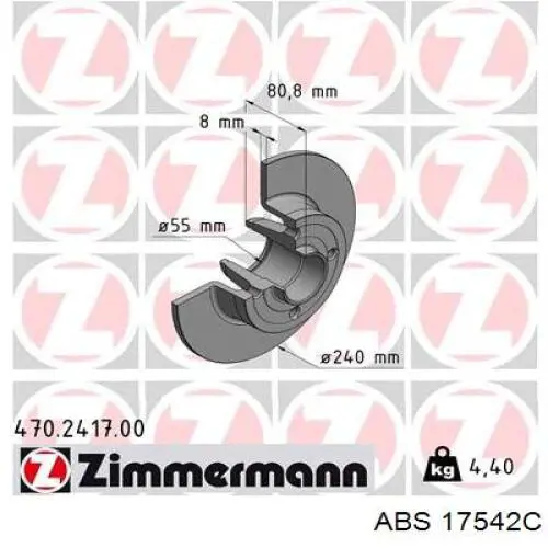 17542C ABS disco de freno trasero