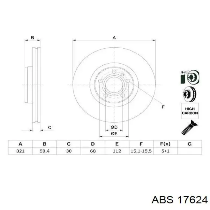 17624 ABS freno de disco delantero