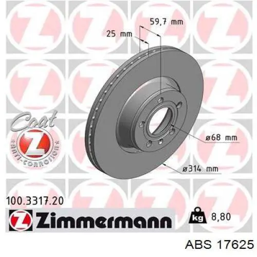 17625 ABS freno de disco delantero