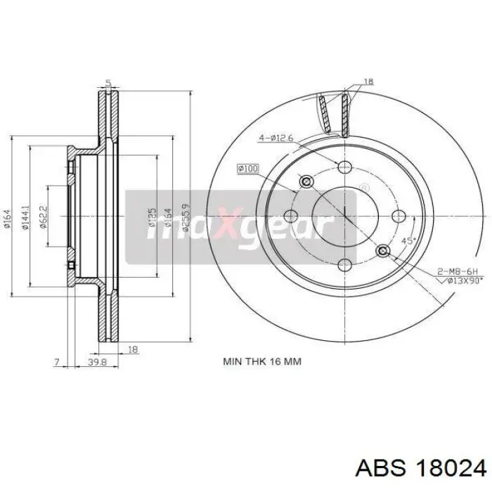 18024 ABS freno de disco delantero