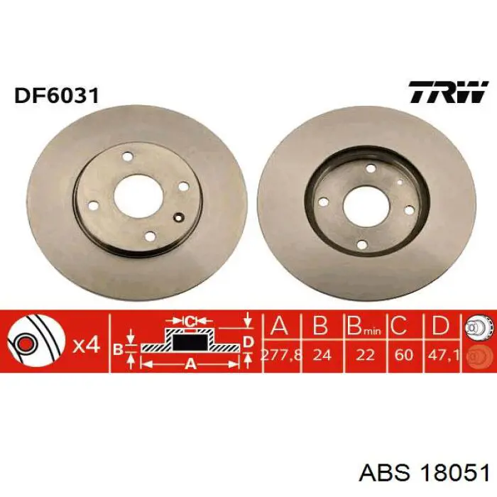 18051 ABS freno de disco delantero