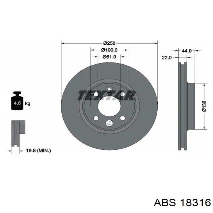 18316 ABS freno de disco delantero