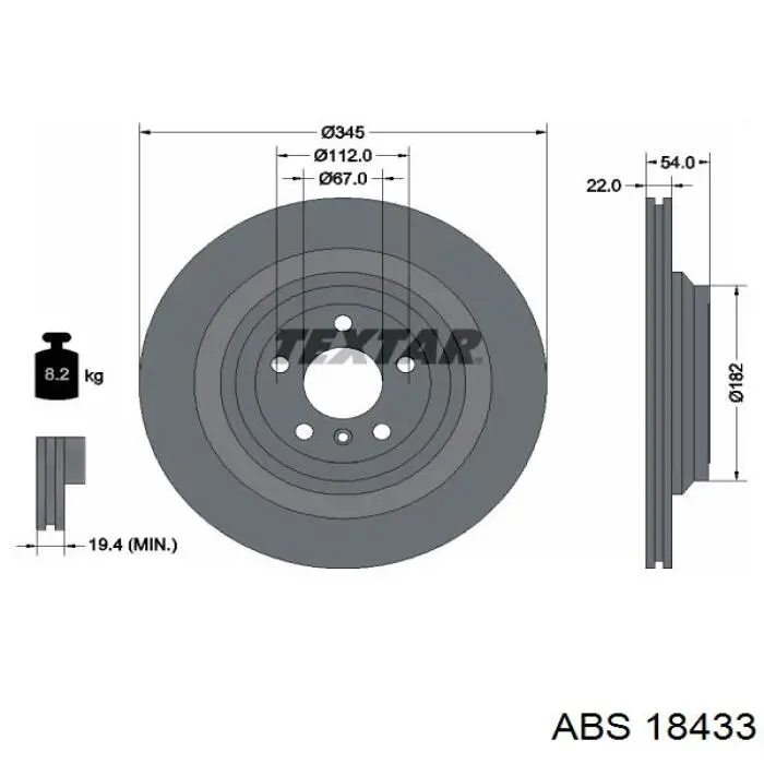 18433 ABS disco de freno trasero