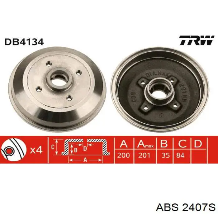 2407S ABS freno de tambor trasero