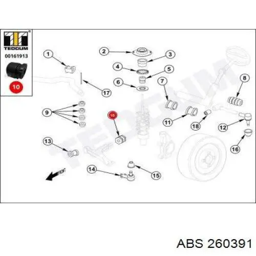 260391 ABS soporte de barra estabilizadora delantera