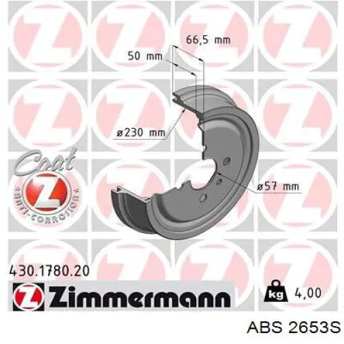 2653-S ABS freno de tambor trasero