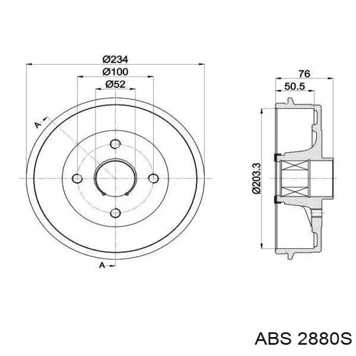 2880-S ABS freno de tambor trasero