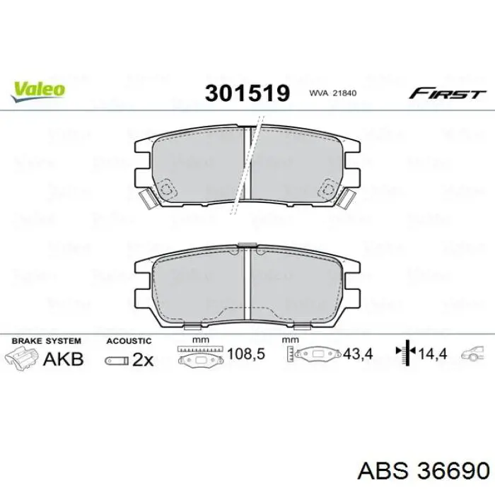 36690 ABS pastillas de freno traseras