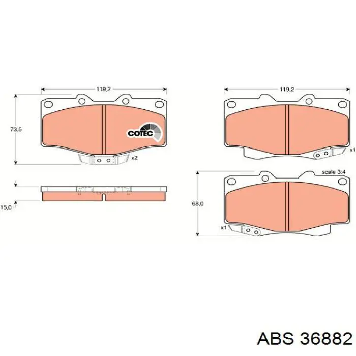 36882 ABS pastillas de freno delanteras