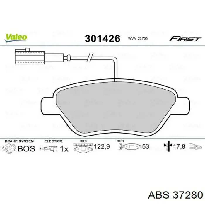 37280 ABS pastillas de freno delanteras