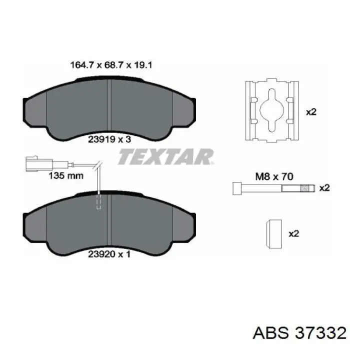 37332 ABS pastillas de freno delanteras