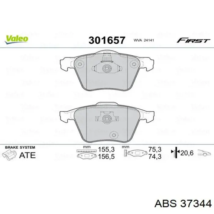 37344 ABS pastillas de freno delanteras