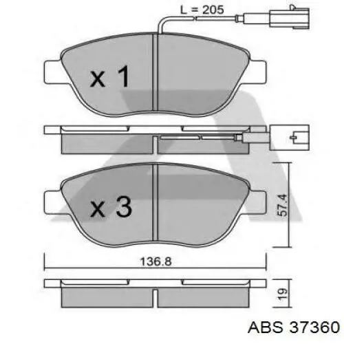 37360 ABS pastillas de freno delanteras