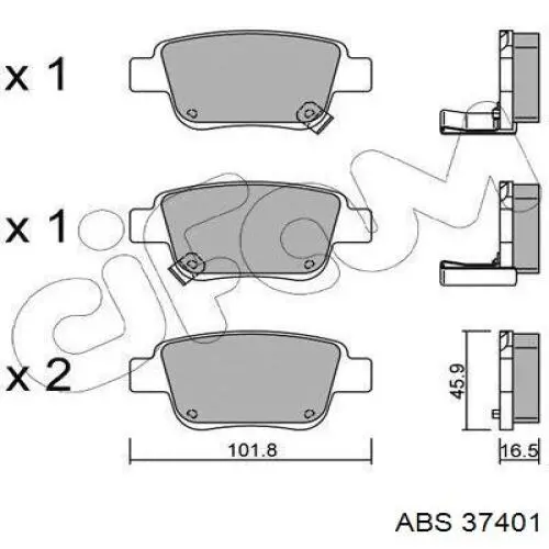 37401 ABS pastillas de freno traseras