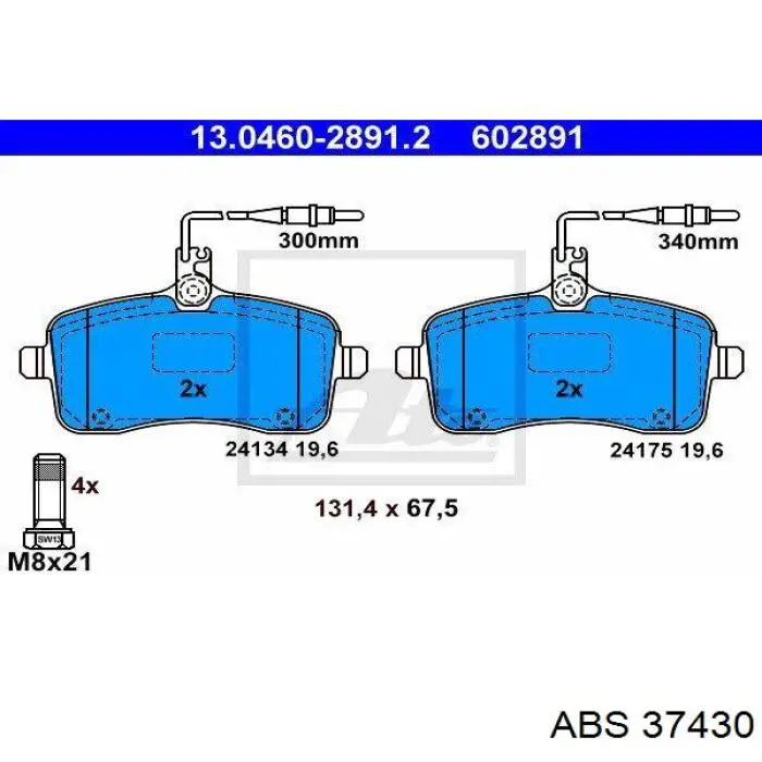 37430 ABS pastillas de freno delanteras