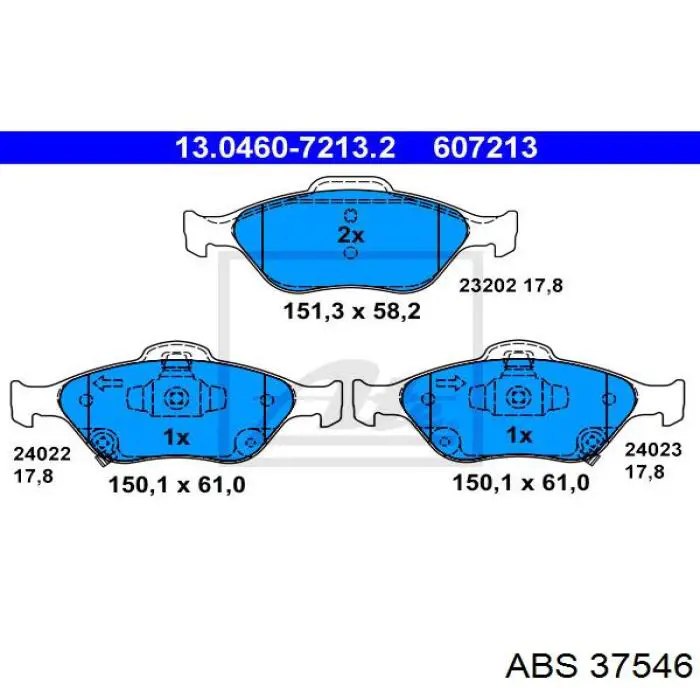 37546 ABS pastillas de freno delanteras