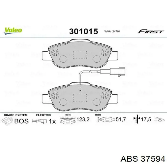 37594 ABS pastillas de freno delanteras