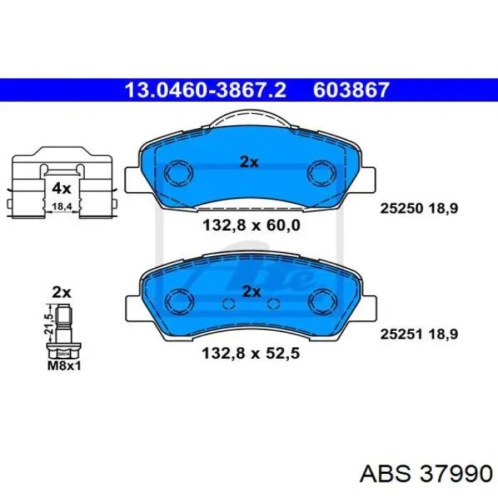 37990 ABS pastillas de freno delanteras