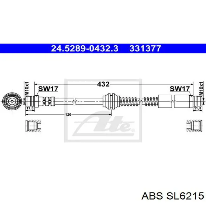 19037002 Corteco tubo flexible de frenos trasero