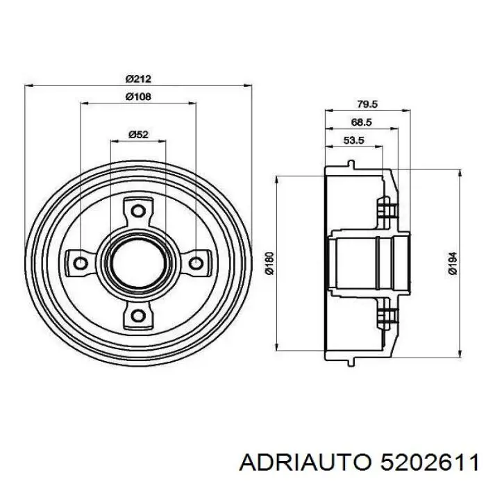 52.0261.1 Adriauto cable de freno de mano trasero derecho