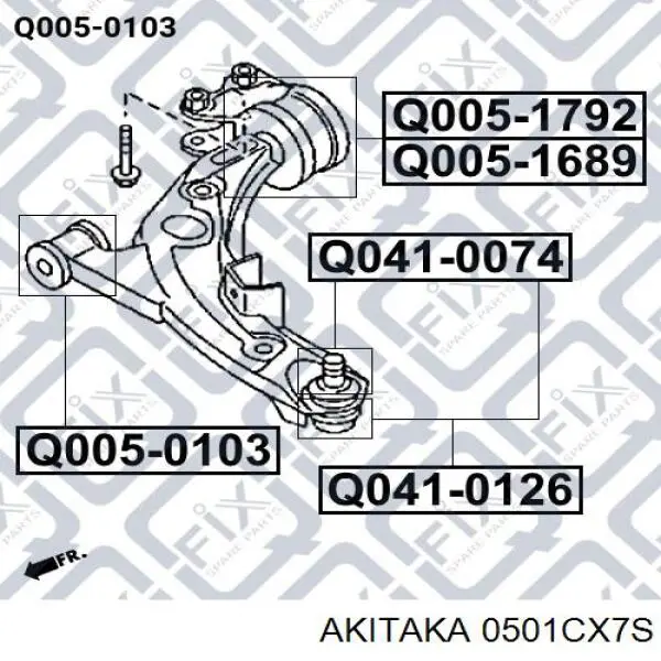 0501-CX7S Akitaka silentblock de suspensión delantero inferior