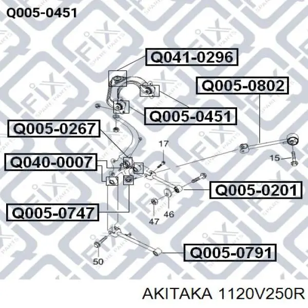 1120V250R Akitaka rótula,suspensión de eje trasero, superior