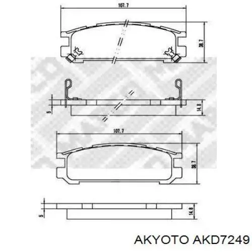 AKD7249 Akyoto pastillas de freno traseras