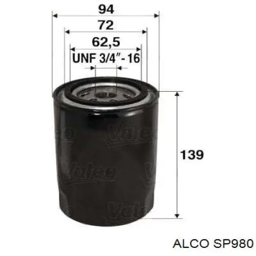 SP980 Alco filtro de aceite