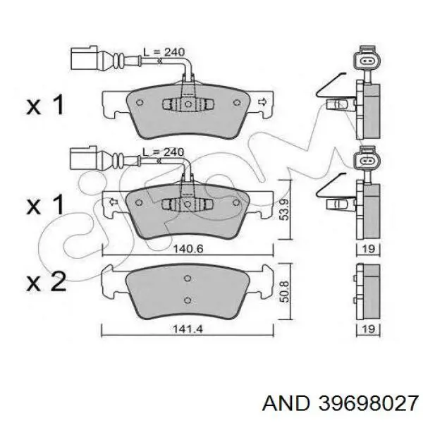 39698027 AND pastillas de freno traseras