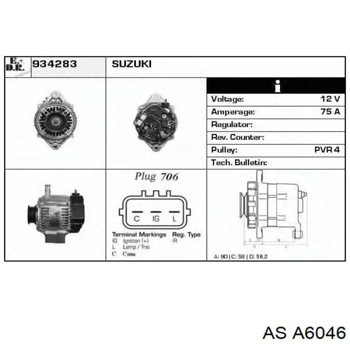 A6046 AS/Auto Storm alternador