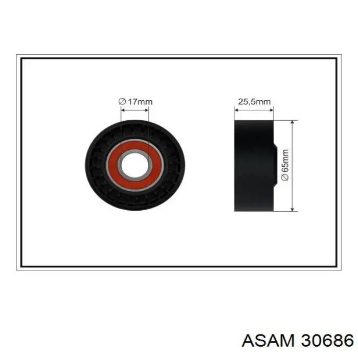 30686 Asam rodillo, correa trapecial poli v