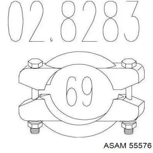 55576 Asam abrazadera de silenciador trasera