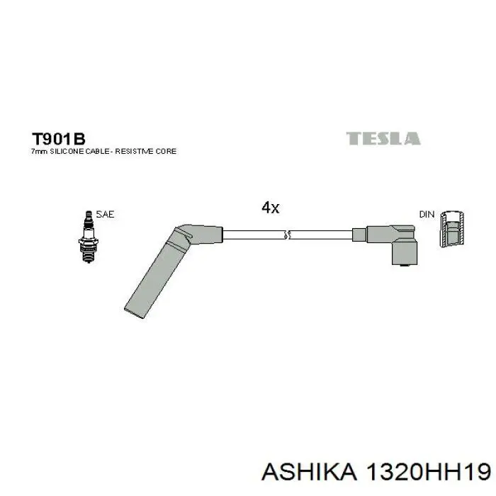 132-0H-H19 Ashika juego de cables de encendido