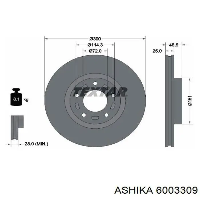 6003309 Ashika freno de disco delantero