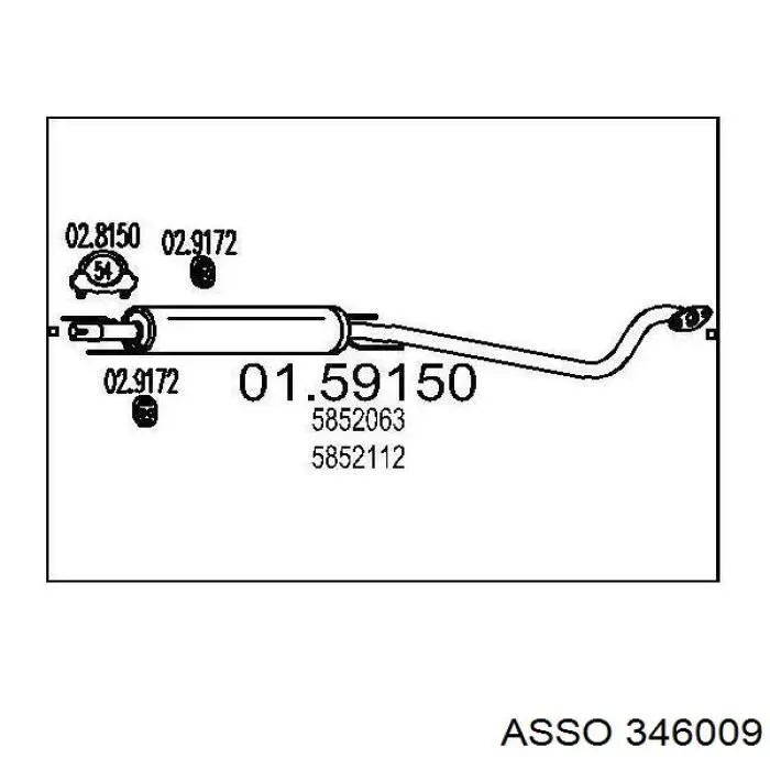 346009 Asso silenciador posterior