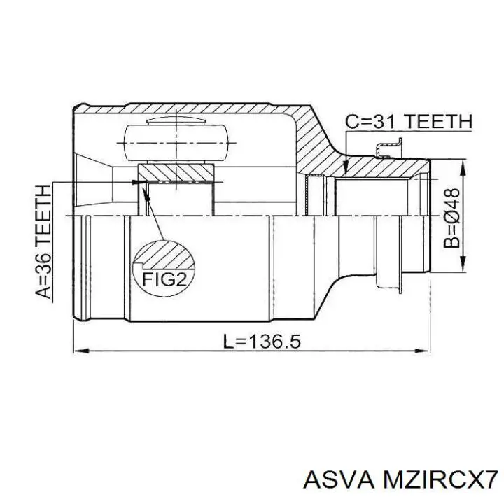  Junta homocinética interior delantera derecha para Mazda CX-7 ER