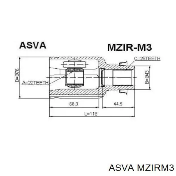  Junta homocinética interior delantera derecha para Mazda 3 BK12