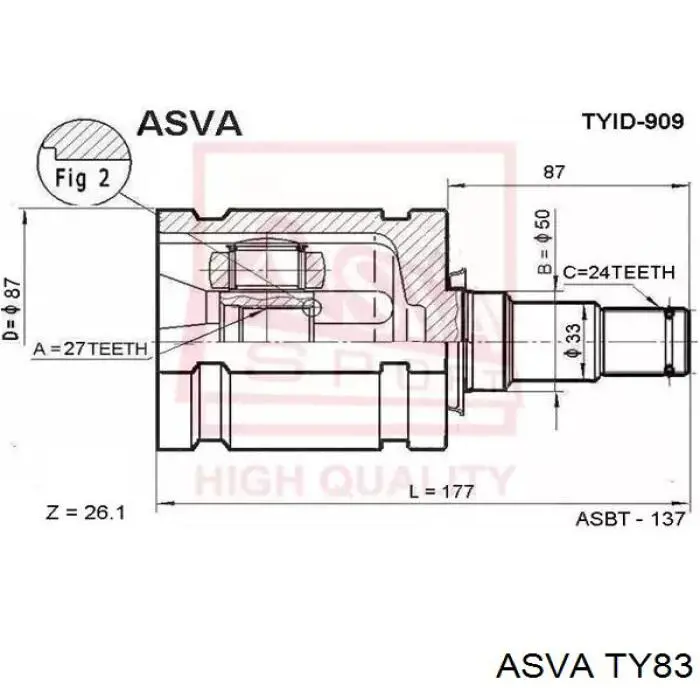 TY-83 Asva junta homocinética exterior delantera