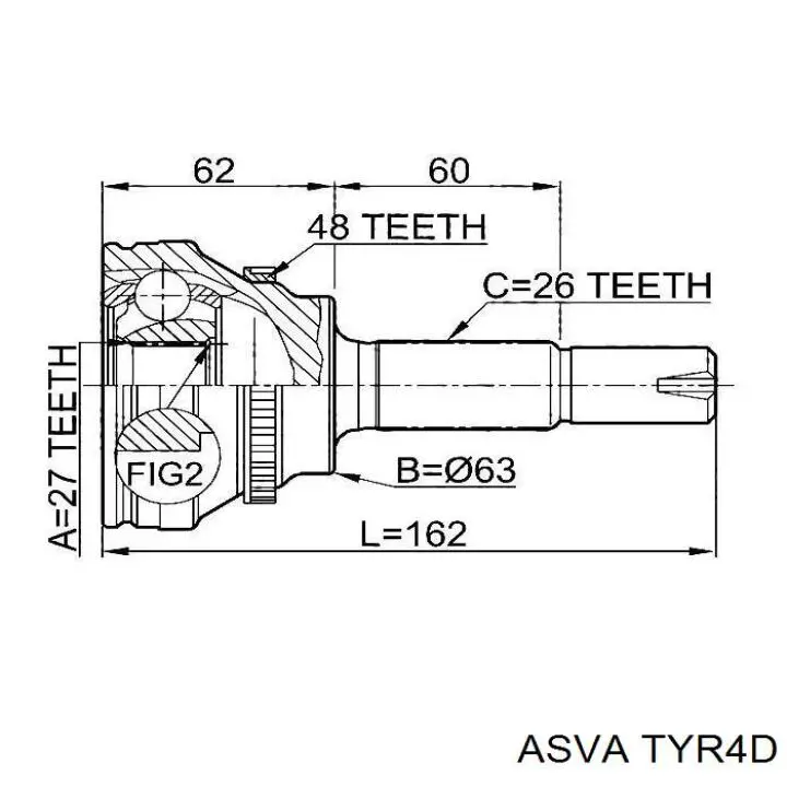 TY-R4D Asva árbol de transmisión delantero izquierdo