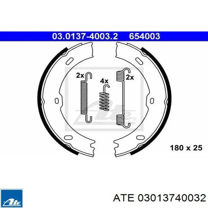 03.0137-4003.2 ATE juego de zapatas de frenos, freno de estacionamiento