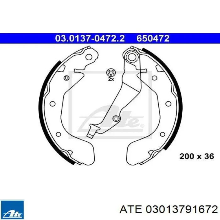 03013791672 ATE kit de montaje, zapatas de freno traseras