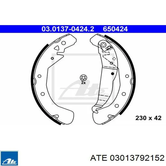 03.0137-9215.2 ATE kit de montaje, zapatas de freno traseras