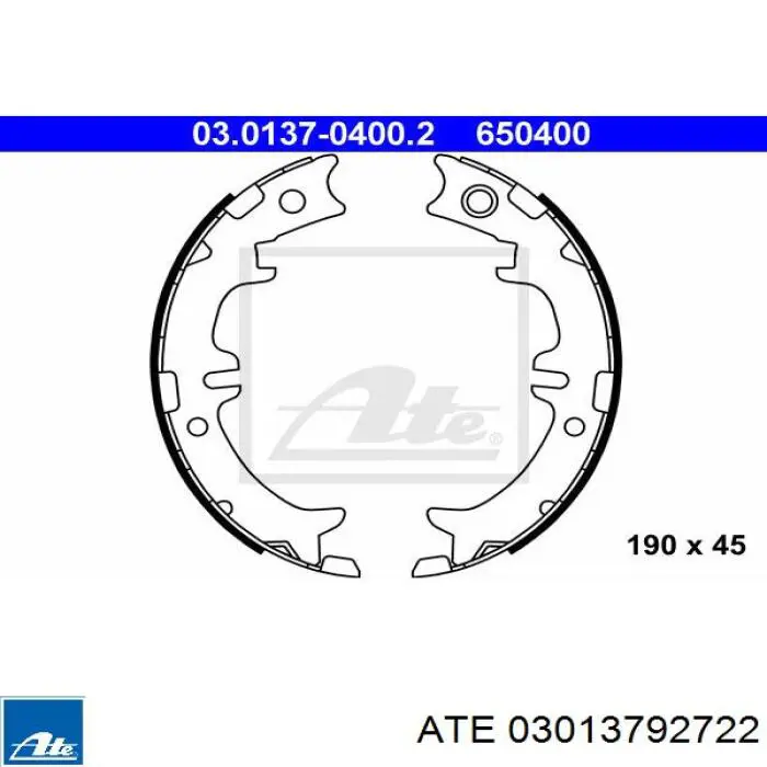 03.0137-9272.2 ATE kit de montaje, zapatas de freno traseras