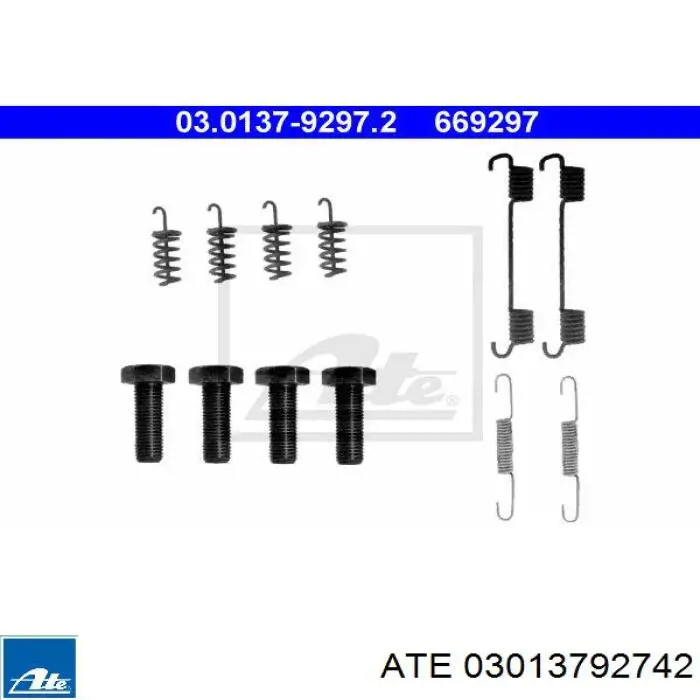 03013792742 ATE kit de montaje, zapatas de freno traseras