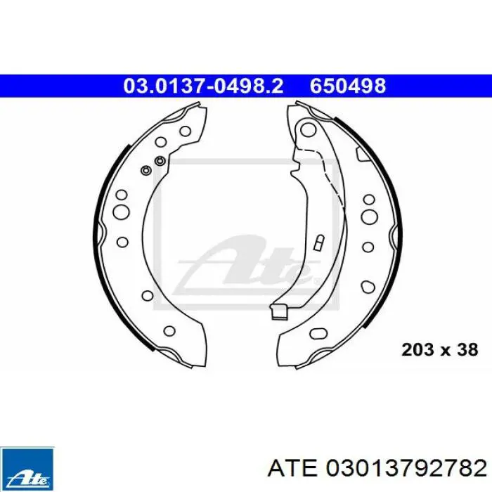 03013792782 ATE kit de montaje, zapatas de freno traseras