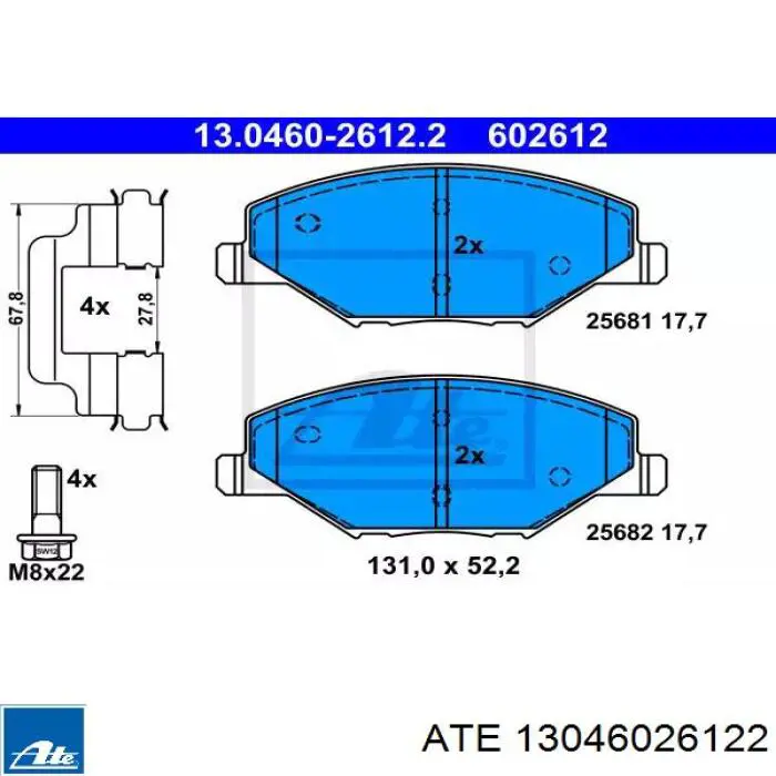 13.0460-2612.2 ATE pastillas de freno delanteras