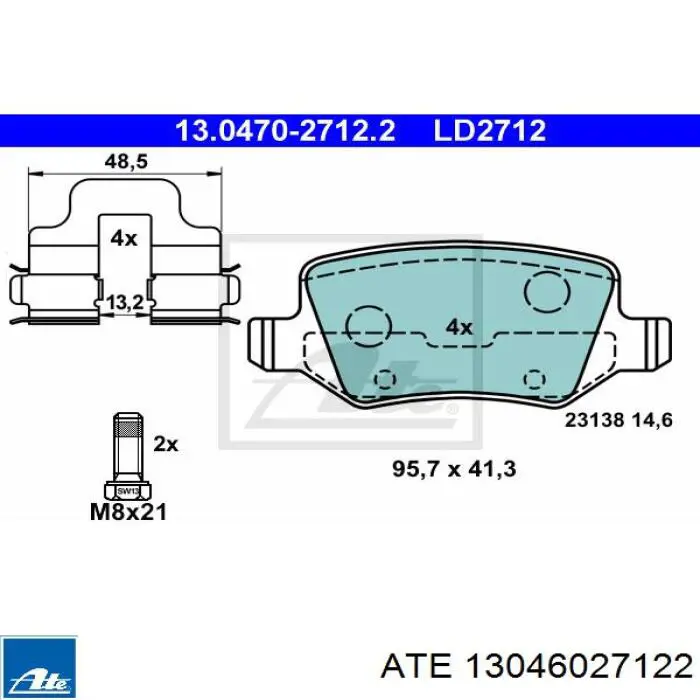 13046027122 ATE pastillas de freno traseras