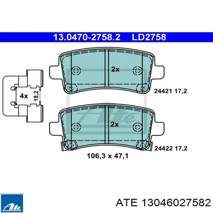 13.0460-2758.2 ATE pastillas de freno traseras