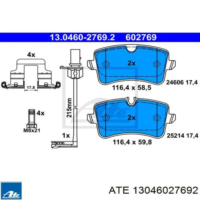 13046027692 ATE pastillas de freno traseras
