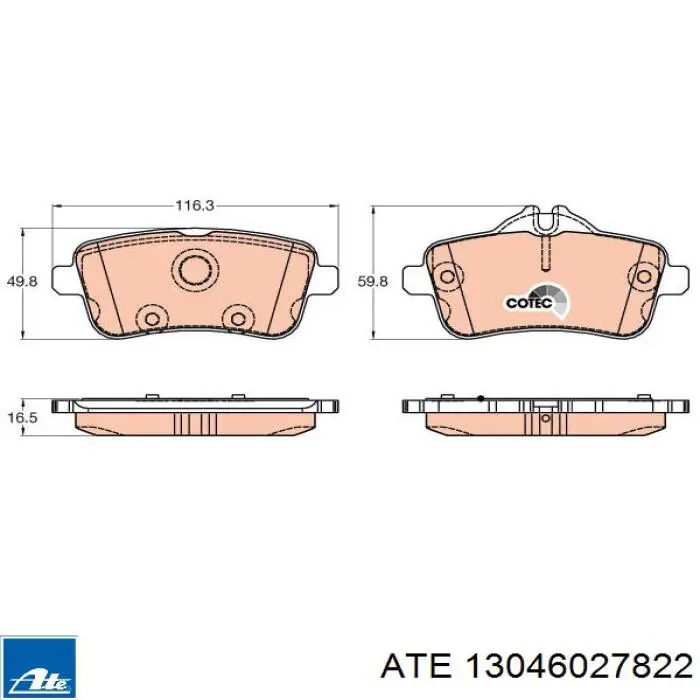 13.0460-2782.2 ATE pastillas de freno traseras